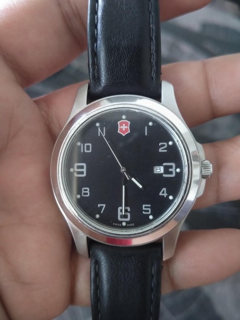 Victorinox garrison elegance black dial leather strap men's watch 26052cb store