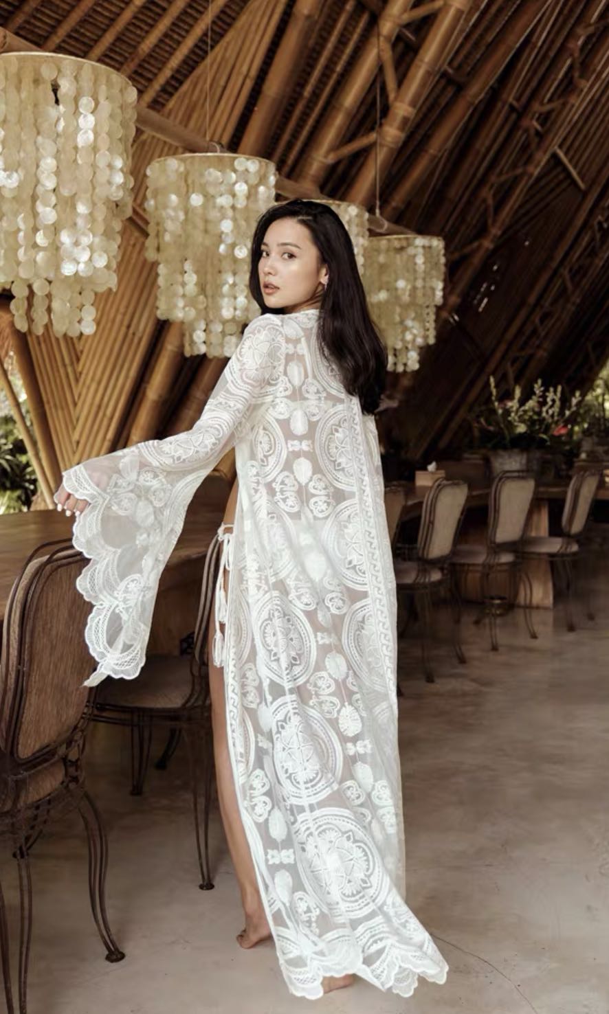 White dress online with kimono