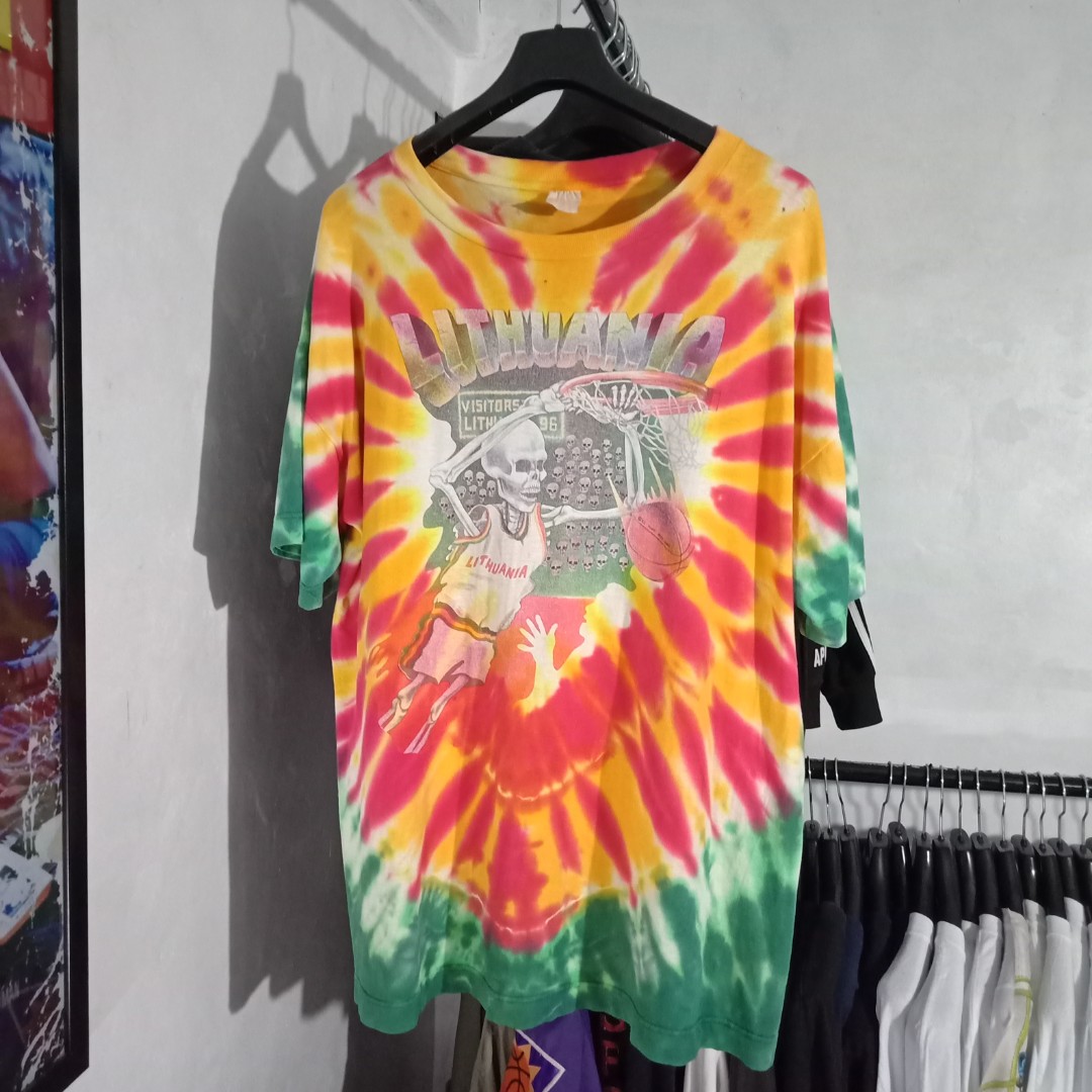 Vintage 1992 Lithuania Basketball T-Shirt Grateful Dead Tee XL Tie Dye