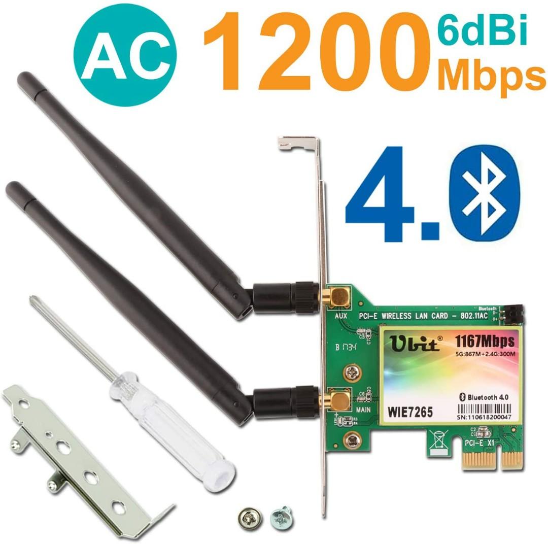 2384 Ubit Wireless Network Wifi Card Dual Band Wireless Ac 7265 Ac10mbps Bluetooth 4 0 Card 6dbi Antenna Wireless Dual Band 5g 2 4g Gigabit Network Adapter Wireless Card For Desktop Pc Electronics Others On Carousell