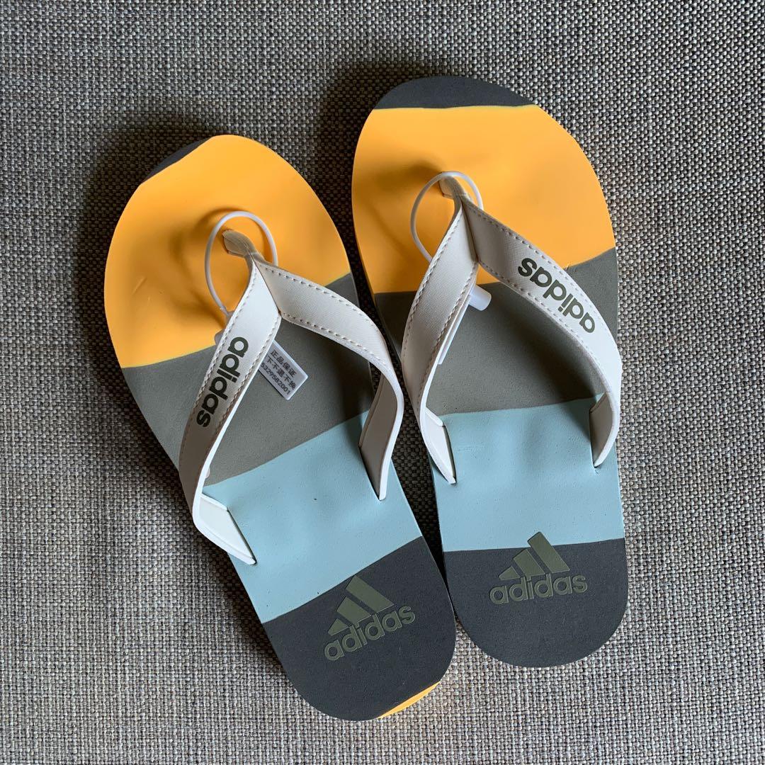 Adidas yellow flip flops cheap