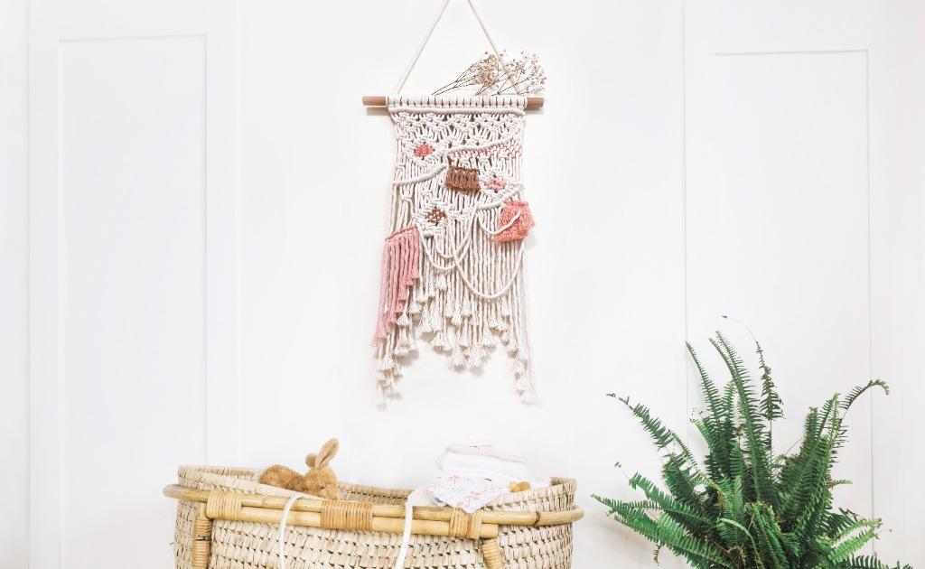Blush Pink Macrame Wall Hanging Baby Shower Gift Baby Room Decor Nursery
