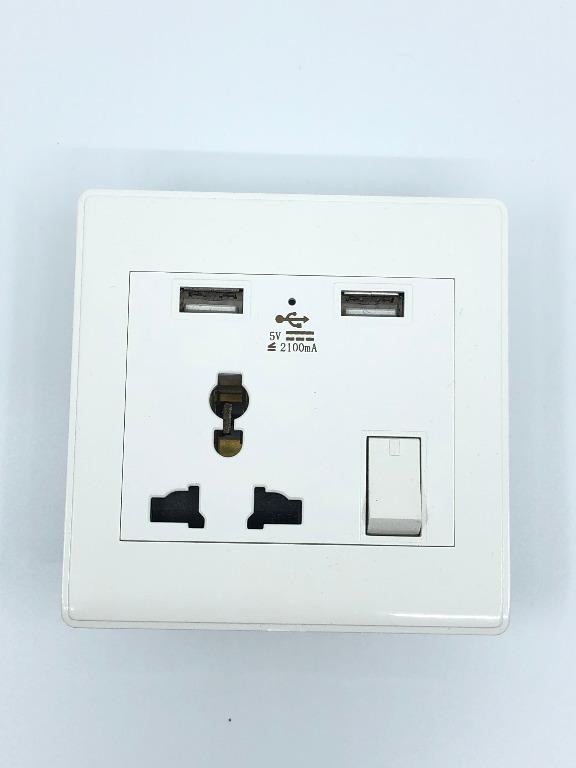 BN 3 Pin Plug Socket With USB Charging Ports, Health & Nutrition ...