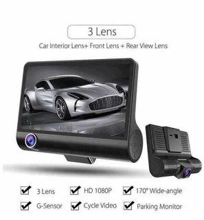 Car Dashcam 3 Lens 4 inch FHD 1080P Front+Inside+Rear Camera Car DVR Video Recorder Dashboard
