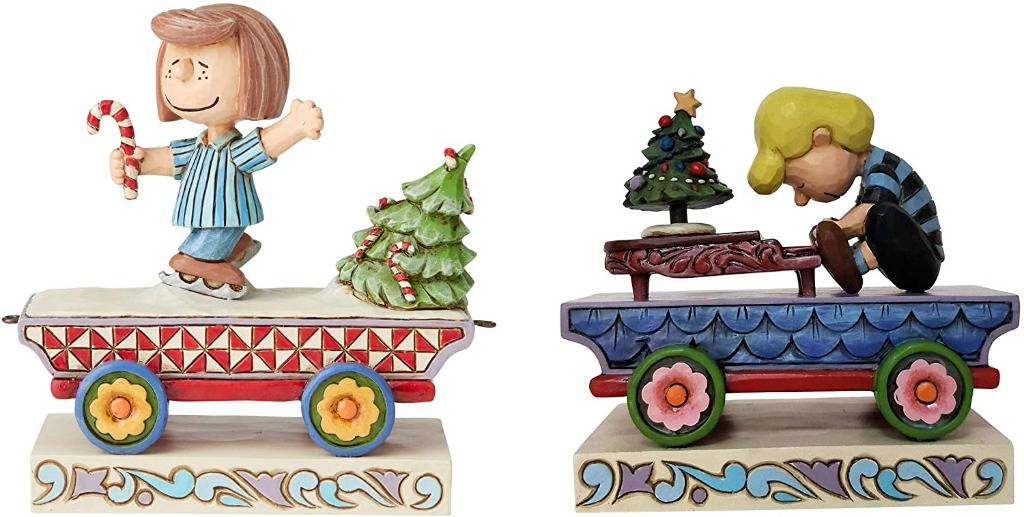 (chk) Enesco Peanuts Jim Shore Christmas Train Bundle Peppermint