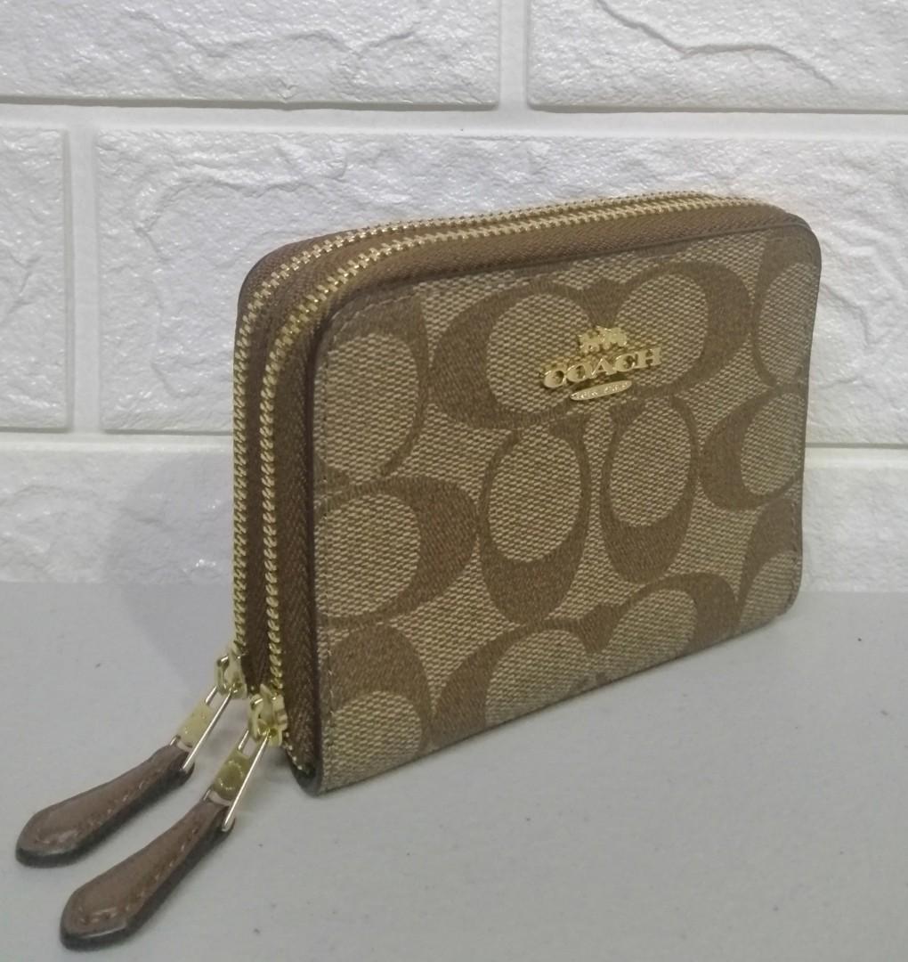 coach double zip around wallet