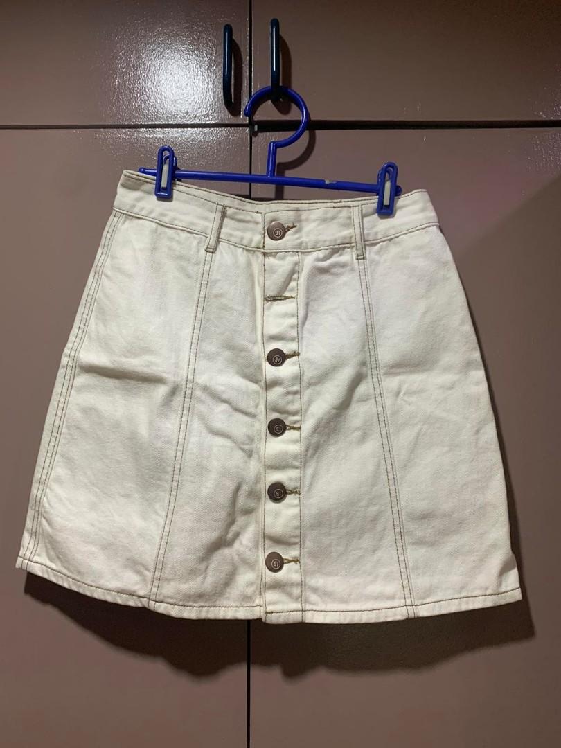 cotton on white denim skirt