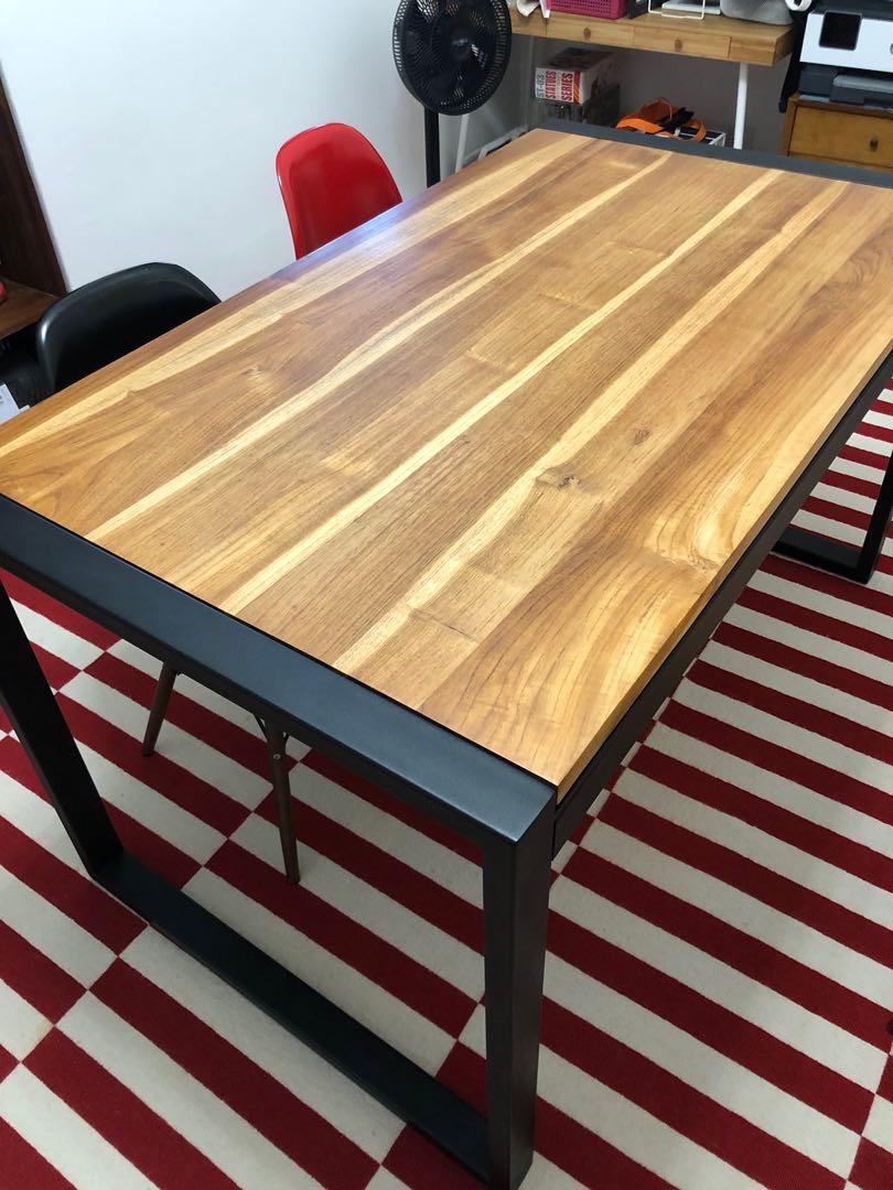 Custom Solid Wood Industrial Dining Table Furniture Tables Chairs On Carousell