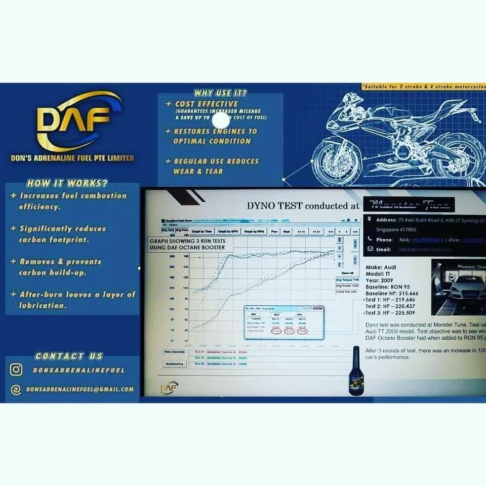 DAF Adrenaline Fuel Additive Fuel Saver Octane Booster Save Petrol