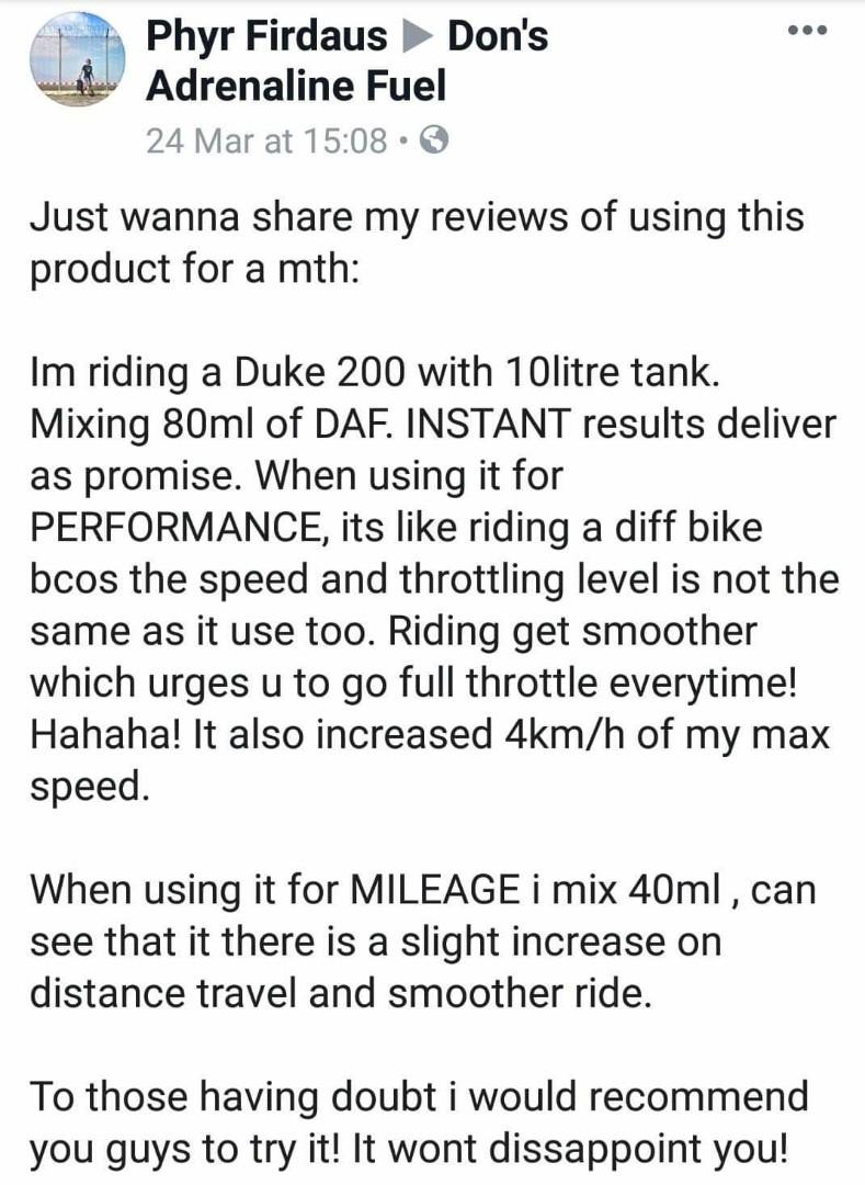 DAF Adrenaline Fuel Additive Fuel Saver Octane Booster Save Petrol