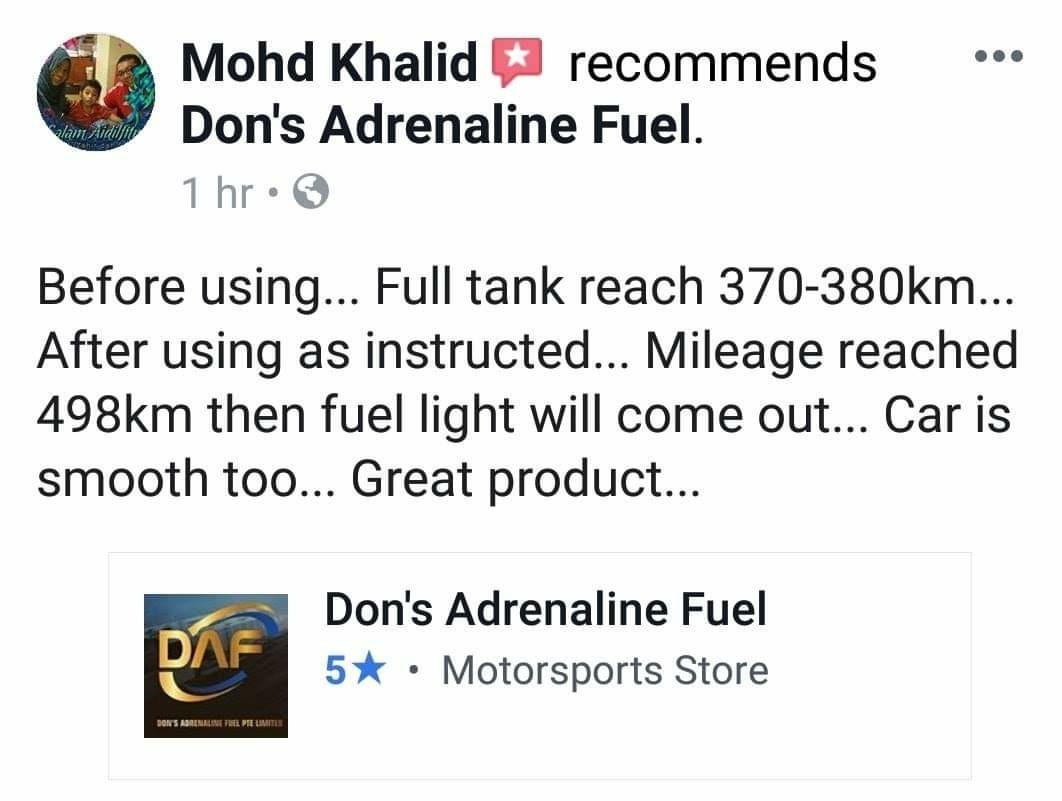 DAF Adrenaline Fuel Additive Fuel Saver Octane Booster Save Petrol
