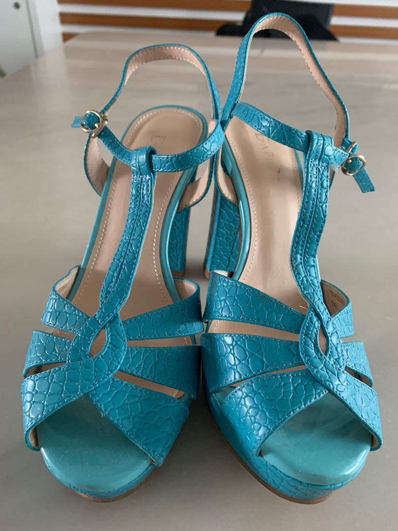 teal high heel shoes