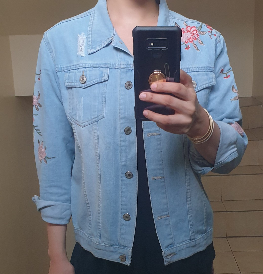floral denim shirt