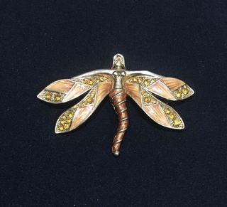 Art Deco vintage Dragonfly Lady brooch pin