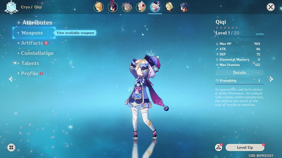 Genshin Impact Asia Server Ar7 Qiqi Plus 5 Star Bow Video Gaming Video Games On Carousell
