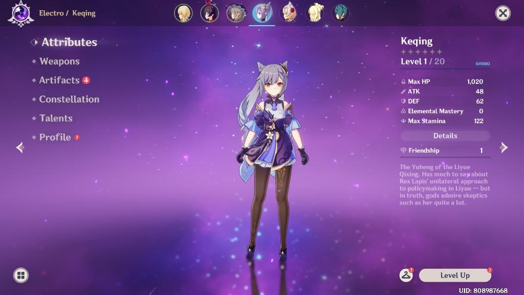 Genshin Impact Asia Server Ar7 Starter Account Keqing Video Gaming Video Games On Carousell