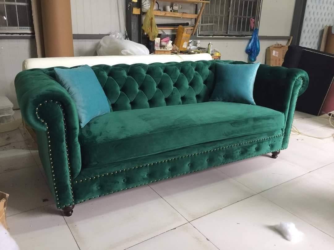 Green Chesterfield Sofa Home Furniture Furniture On Carousell