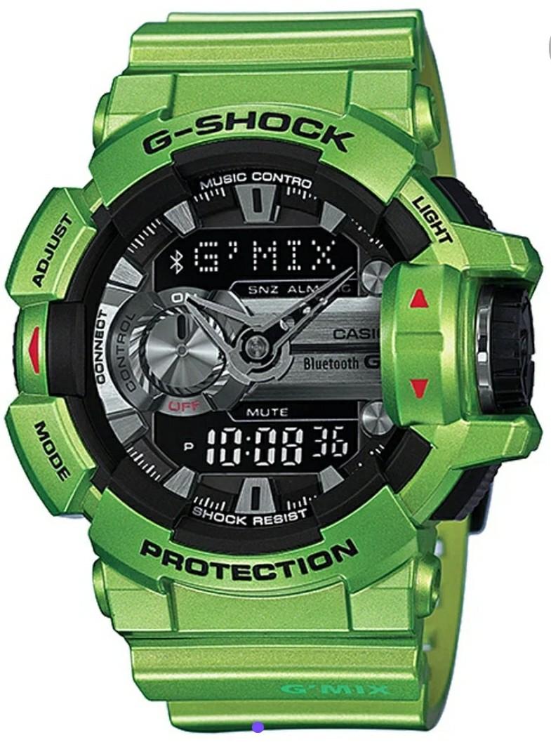 G-SHOCK MIX玩酷音樂控制藍芽錶川崎綠GBA-400- 3B, 名牌, 手錶- Carousell