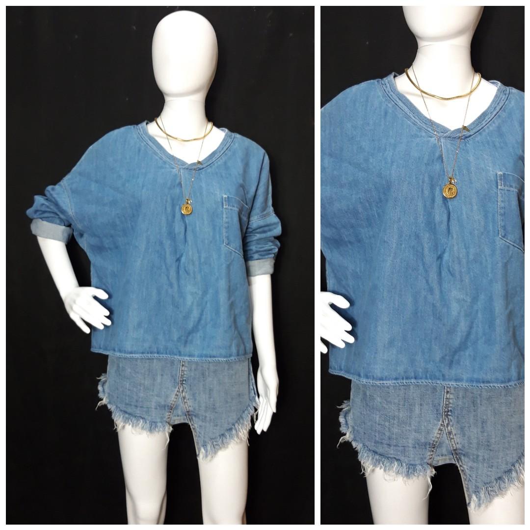 plus denim top