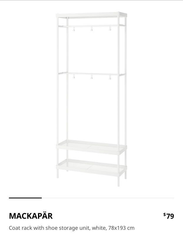 Ikea hanging & storage rack; Mackapar, Furniture & Home Living, Furniture, Shelves,