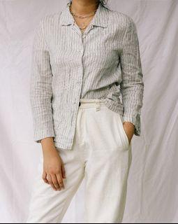 Ines De La Fressange x Uniqlo Pinstriped Linen Shirt