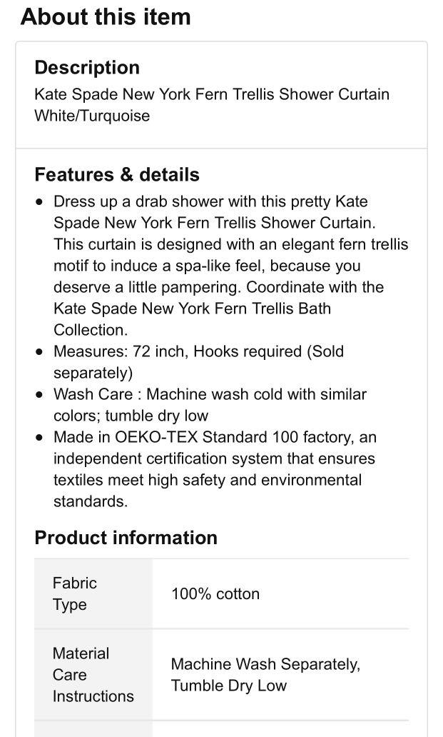 Shower Curtain Hook  Kate Spade New York