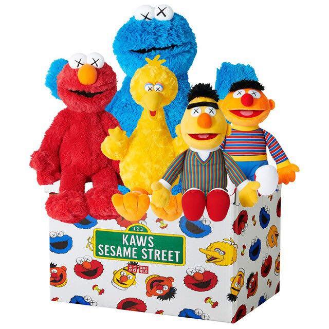 kaws sesame street plush set