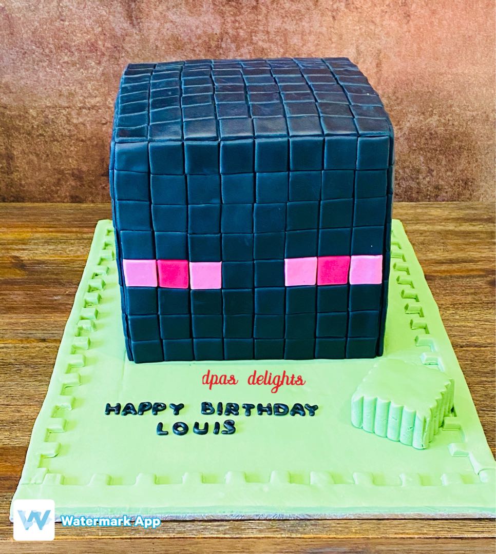 minecraft enderman birthday cake