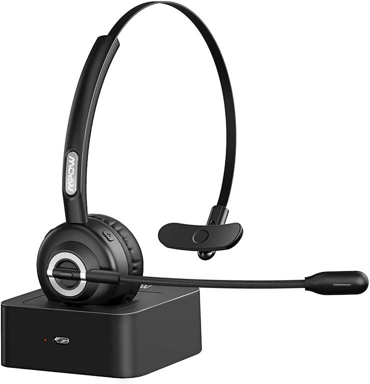 Mpow TH1 BH355 Bluetooth Headset with Charging Station Hands Free Noise Canceling Mic 17 Hrs Worktime For Skype Google Call Center Office