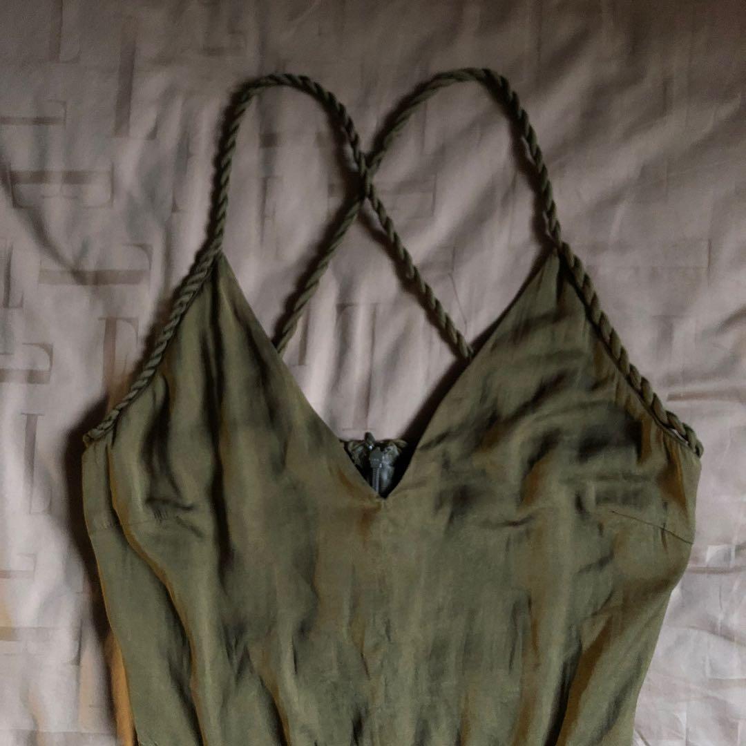 zara olive green jumpsuit
