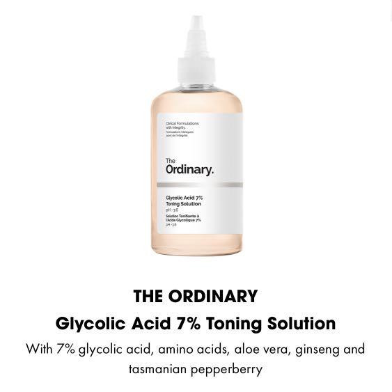 The Ordinary Glycolic Acid 7% Toning Solution, Beauty & Personal Care,  Face, Face Care on Carousell