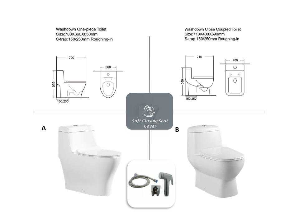 Toilet Bowl with Bidet Set, Furniture & Home Living, Bathroom & Kitchen