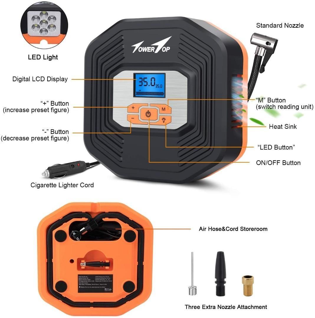 Deviate Recreation Revive TowerTop Digital Tyre Inflator, Portable Air Compressor Pump, Car Tire  Inflator with LCD Digital Display and LED Light for Car Tires, Other  Inflatables (M8024), Everything Else on Carousell