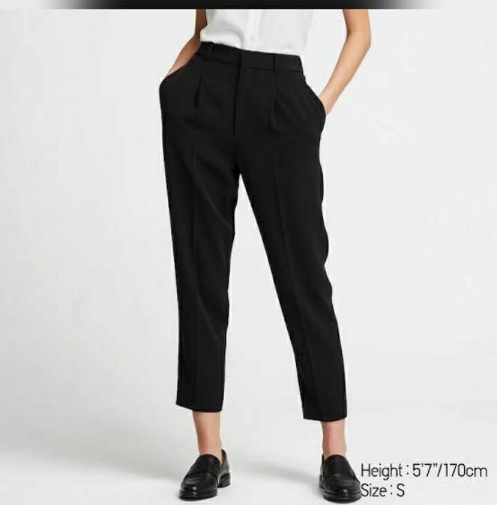 Womens Uniqlo Wide Leg Ribbed Slit Straight Pants Black XL 100% Cotton NWT  | eBay