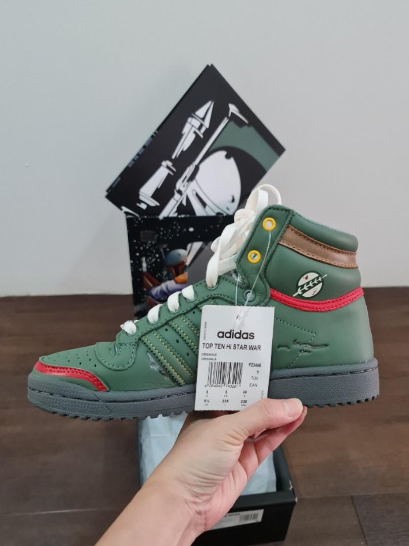 Adidas Top Ten Hi Star Wars - Boba Fett Shoes - Size 5.5 - Trace Green/Trace Green/Scarlet