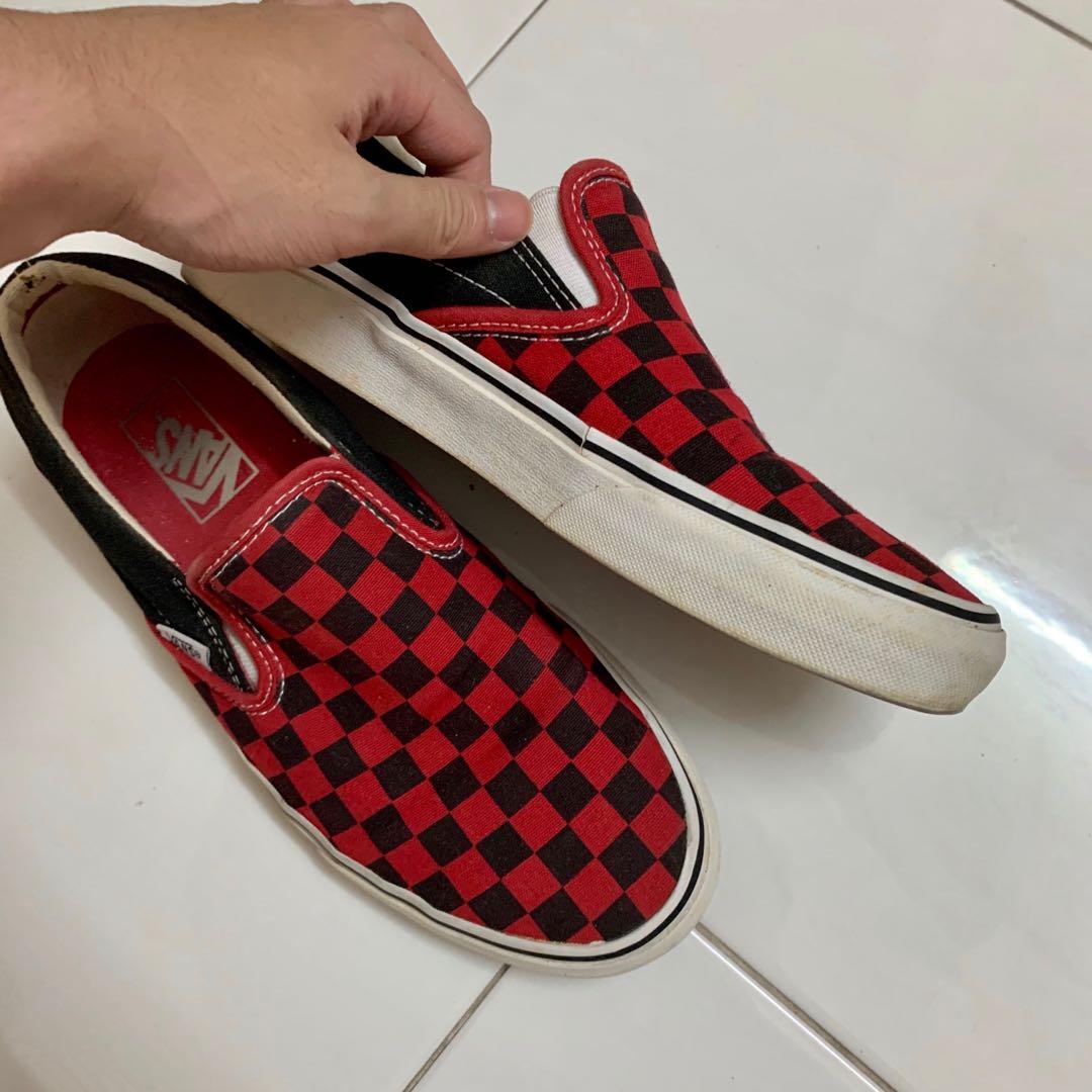 Red and black clearance check vans