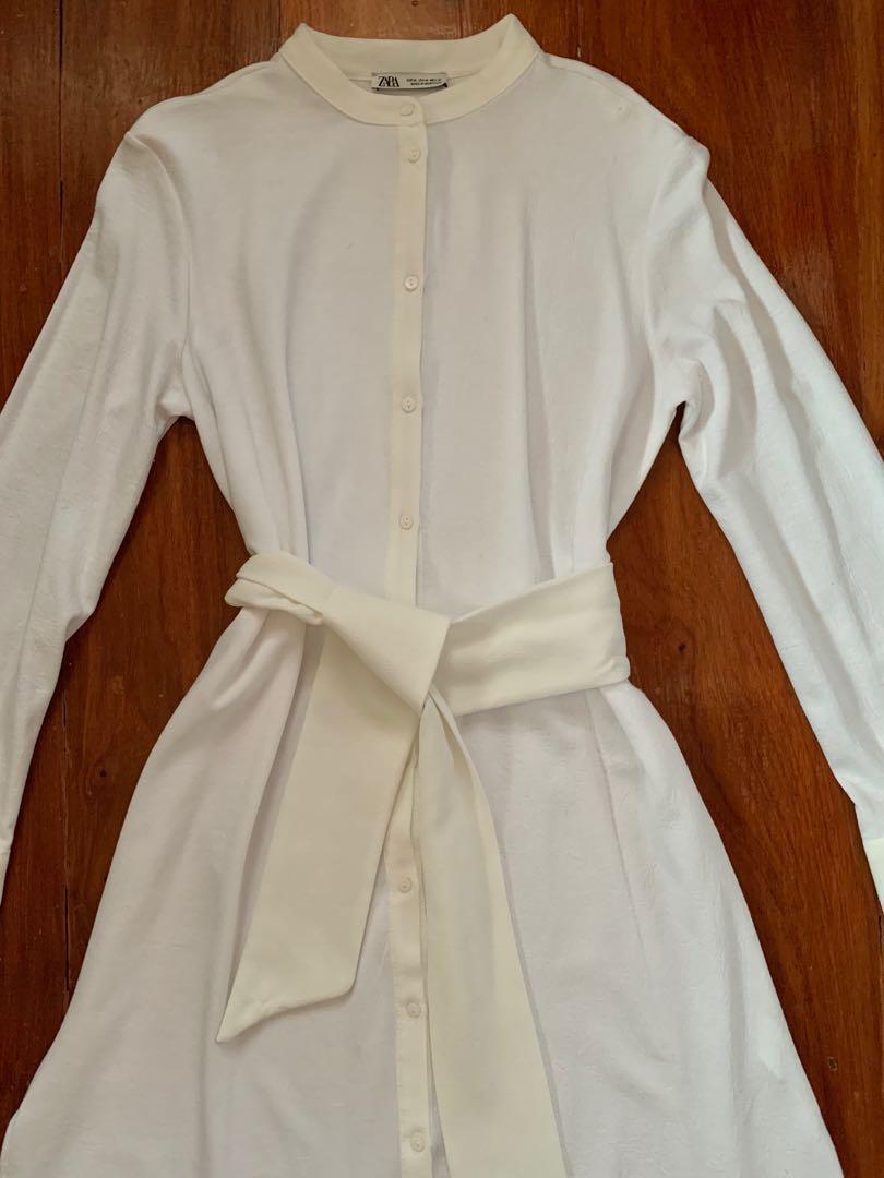 zara white buttoned dress