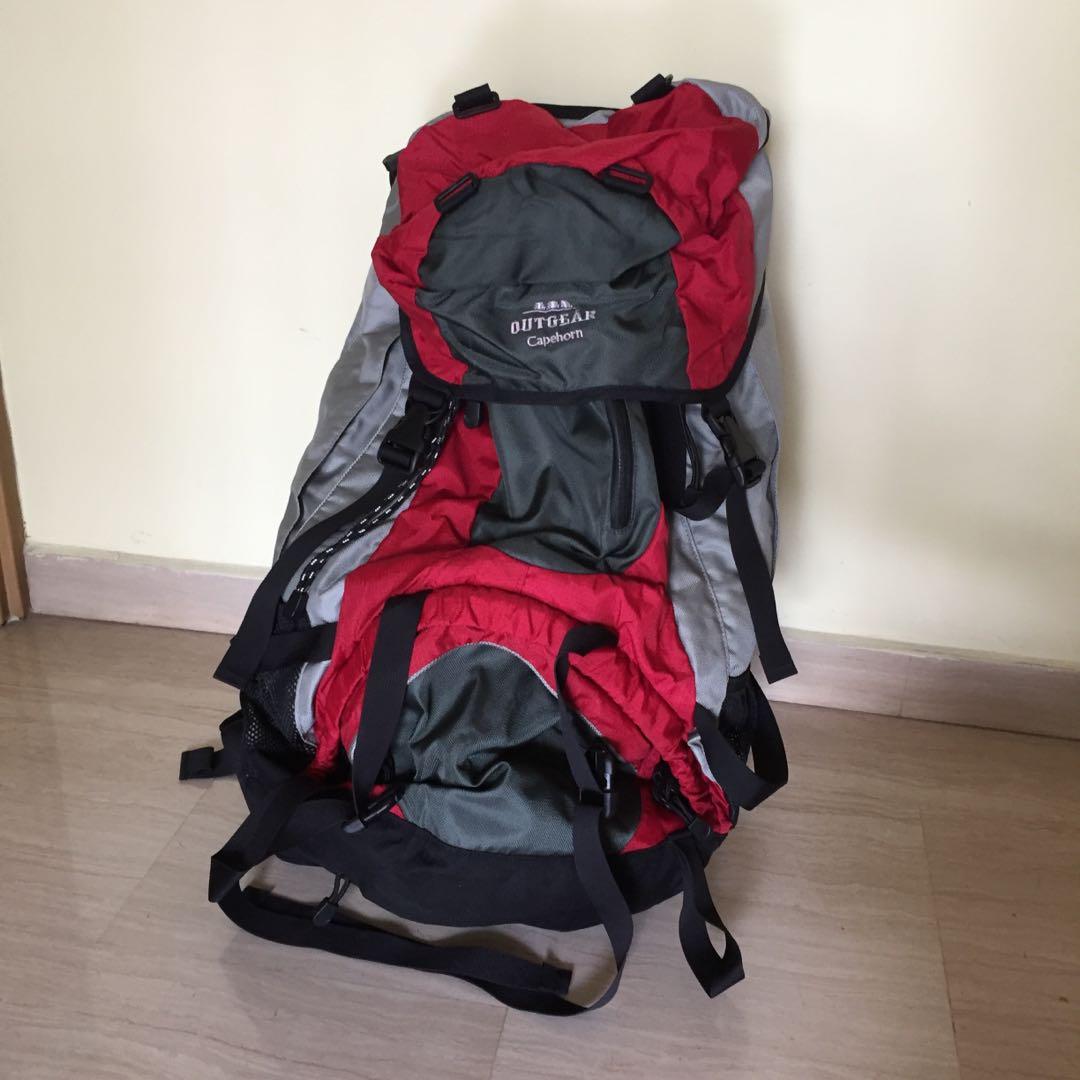 red hiking backpack