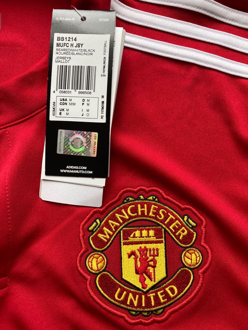 MANCHESTER UNITED 2017 2018 HOME SHIRT FOOTBALL SOCCER ADIDAS BS1214 SIZE M