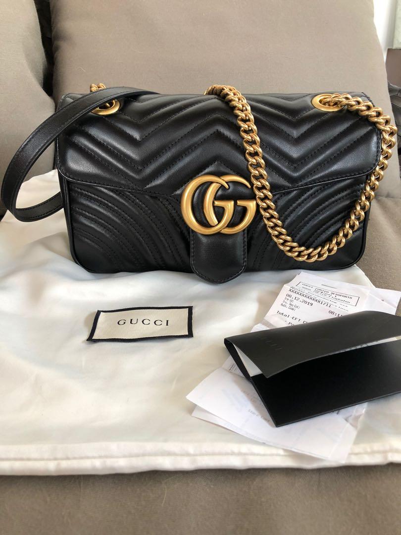 Authentic w Receipt Gucci Marmont black Small, Luxury, Bags & Wallets ...