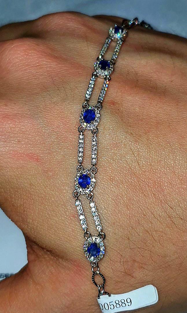 Blue Sapphire With Zircon Diamond On S925 Silver Bracelet Price Negotiable Women S Fashion Jewelry Organisers Precious Stones On Carousell