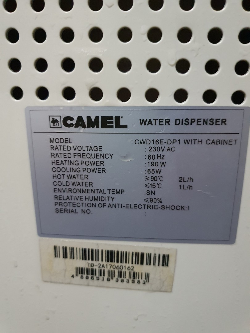 Camel water dispenser CWD 16E DP1, TV & Home Appliances, Kitchen