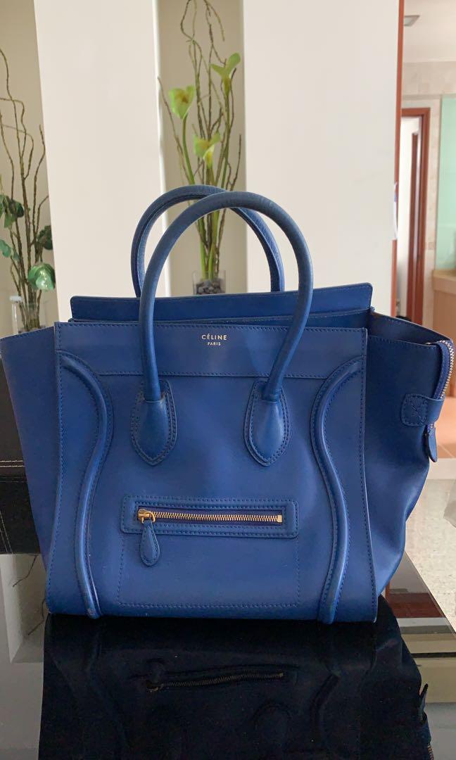 Celine Mini Luggage Electric Blue