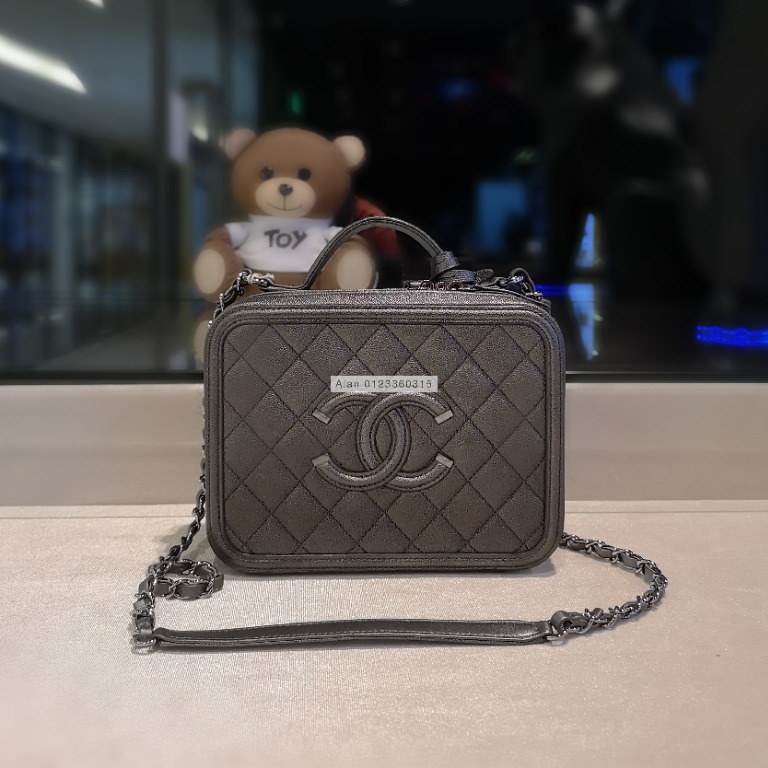 Chanel A93343 Vanity Case in Grey Caviar RHW Luxury Bags