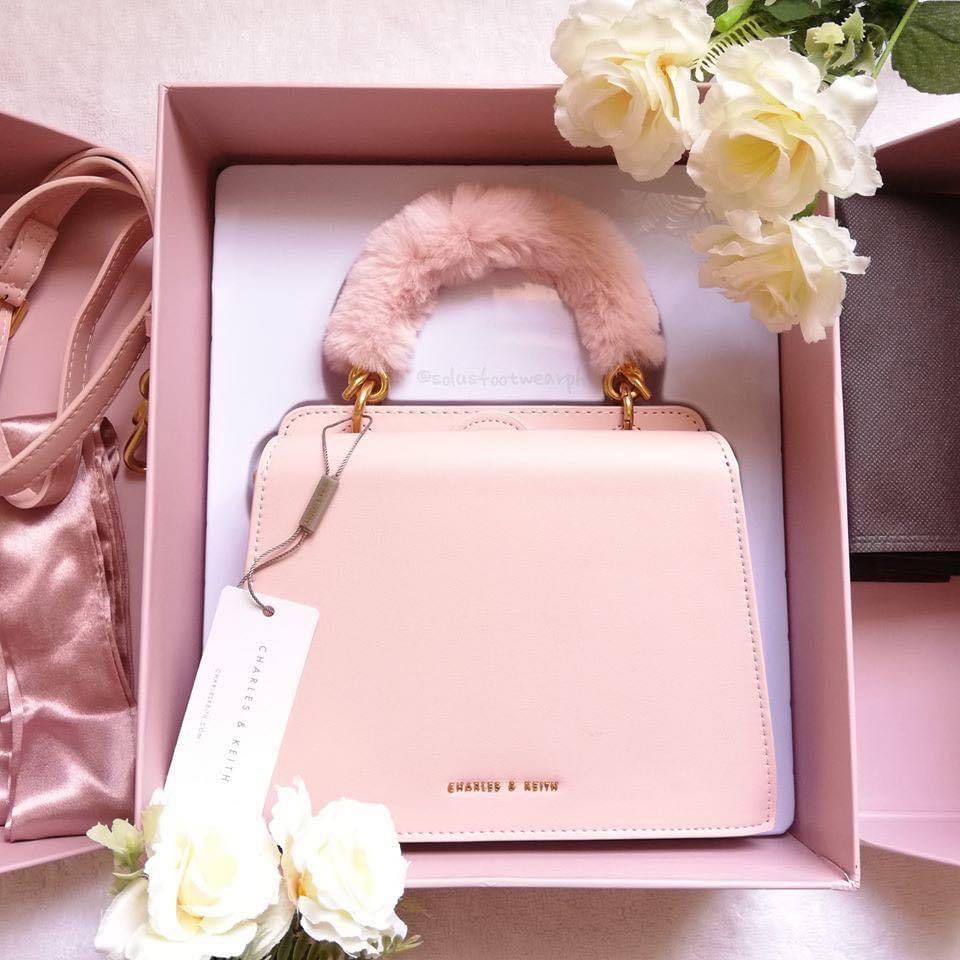 Charles and keith pink fur bag price sales