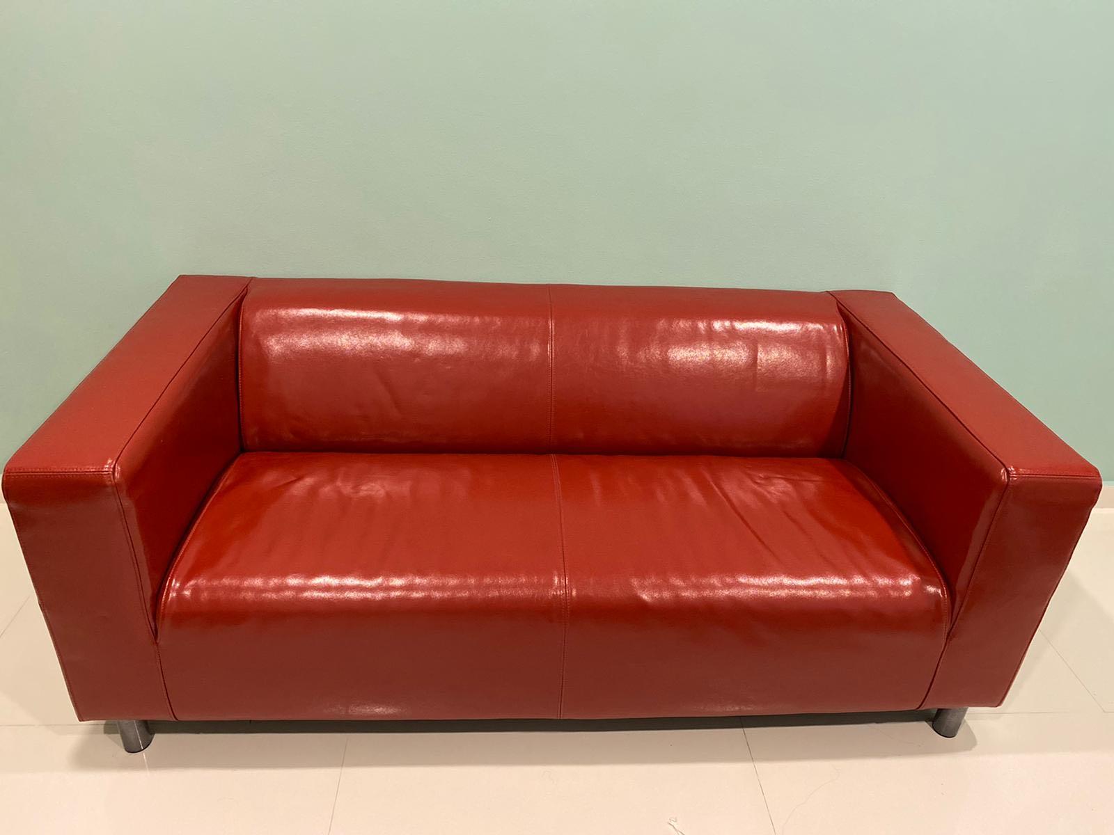 Cheap Leather Sofa Klippan Red