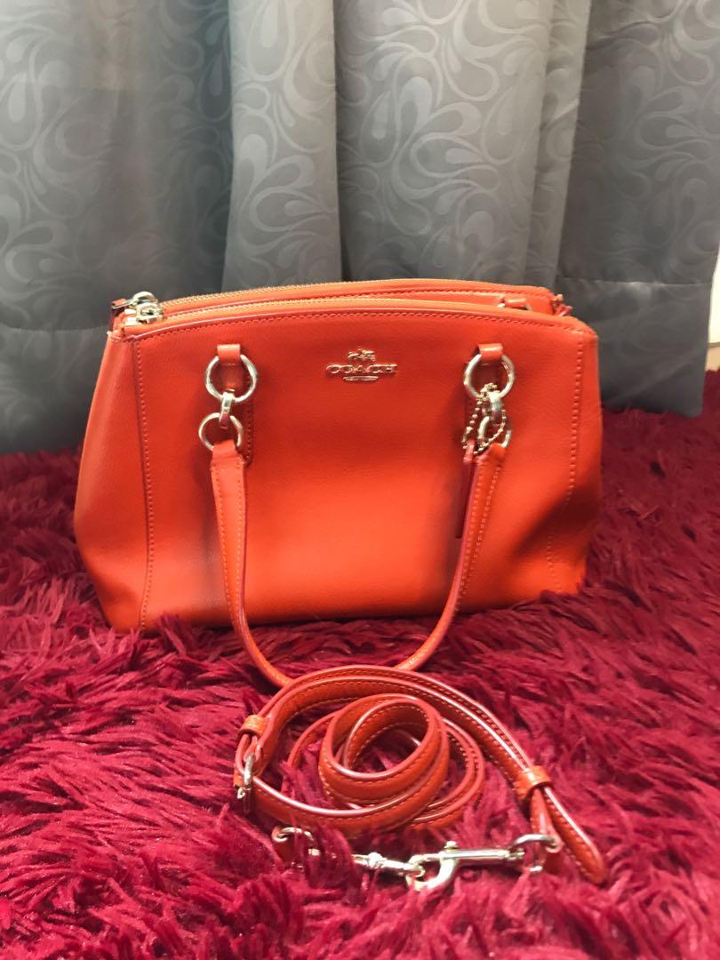 Coach | Bags | Large Neon Orange And Rich Brown Coach Shoulder Tote |  Poshmark