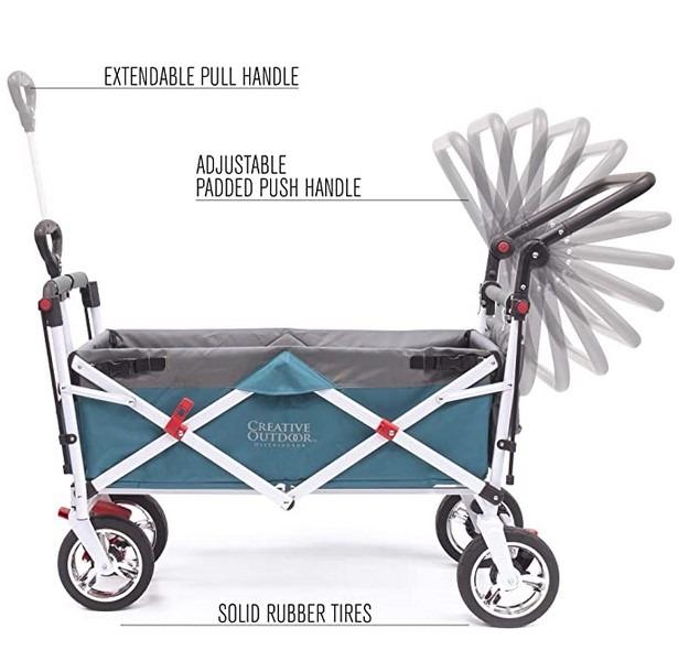 Creative outdoor push pull collapsible folding wagon stroller cart for kids outlet