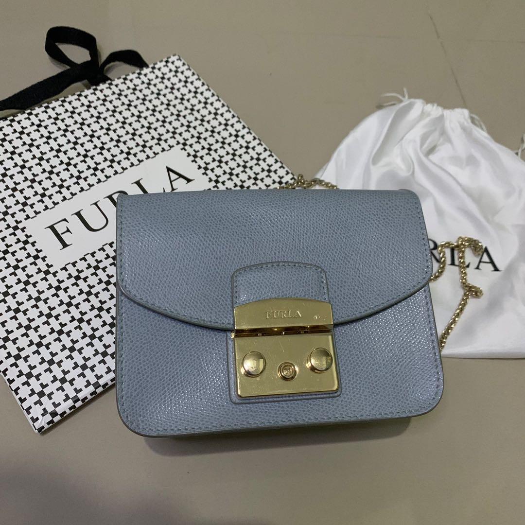 Furla Mini Metropolis Light Blue, Barang Mewah, Tas & Dompet di Carousell