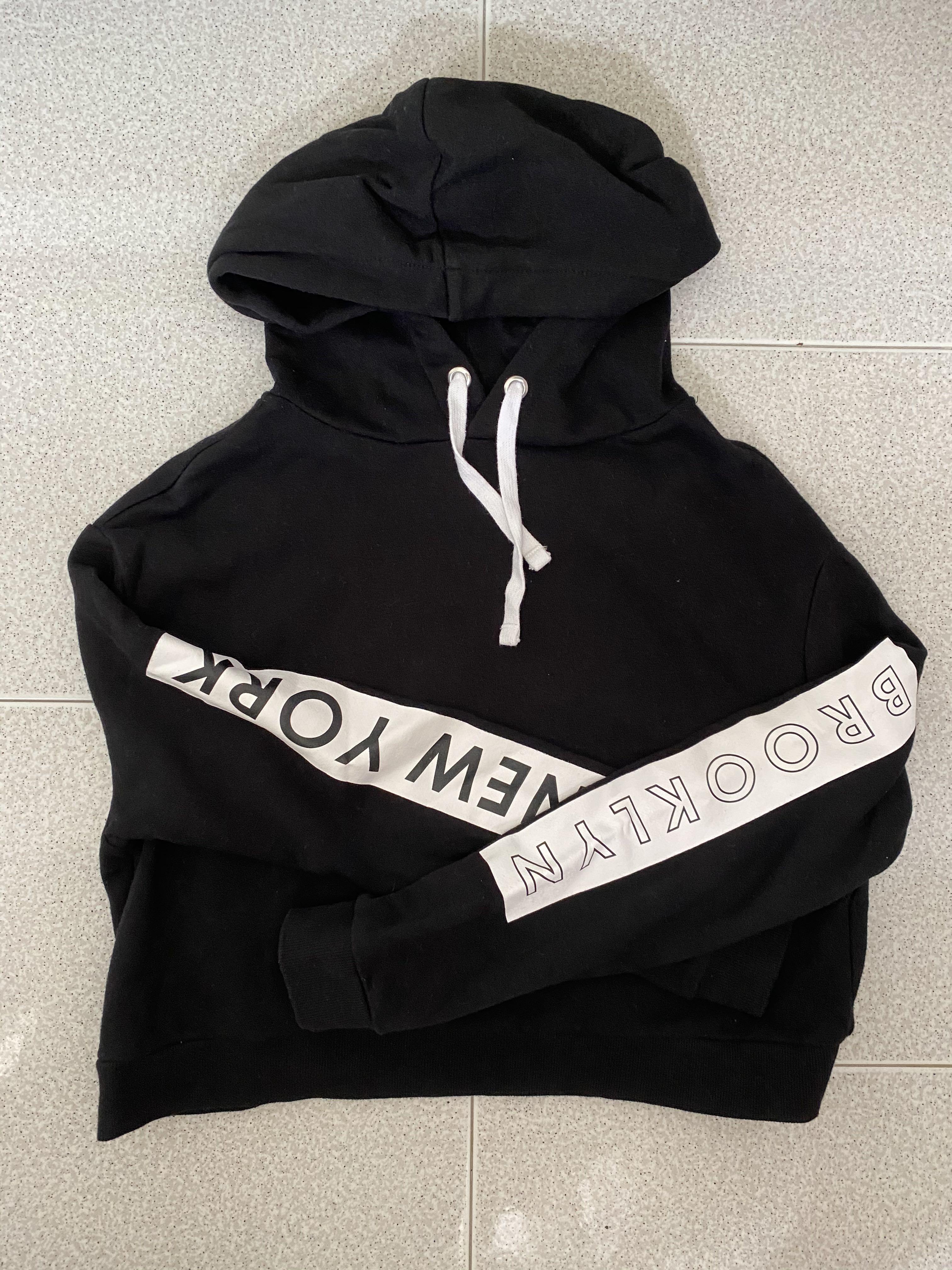 black cropped hoodie h&m